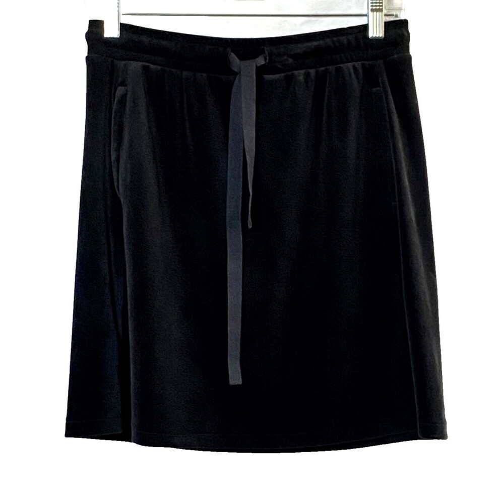 LOFT Ann Taylor Velour Drawstring Mini Skirt Women Size XS Black Pockets Stretch